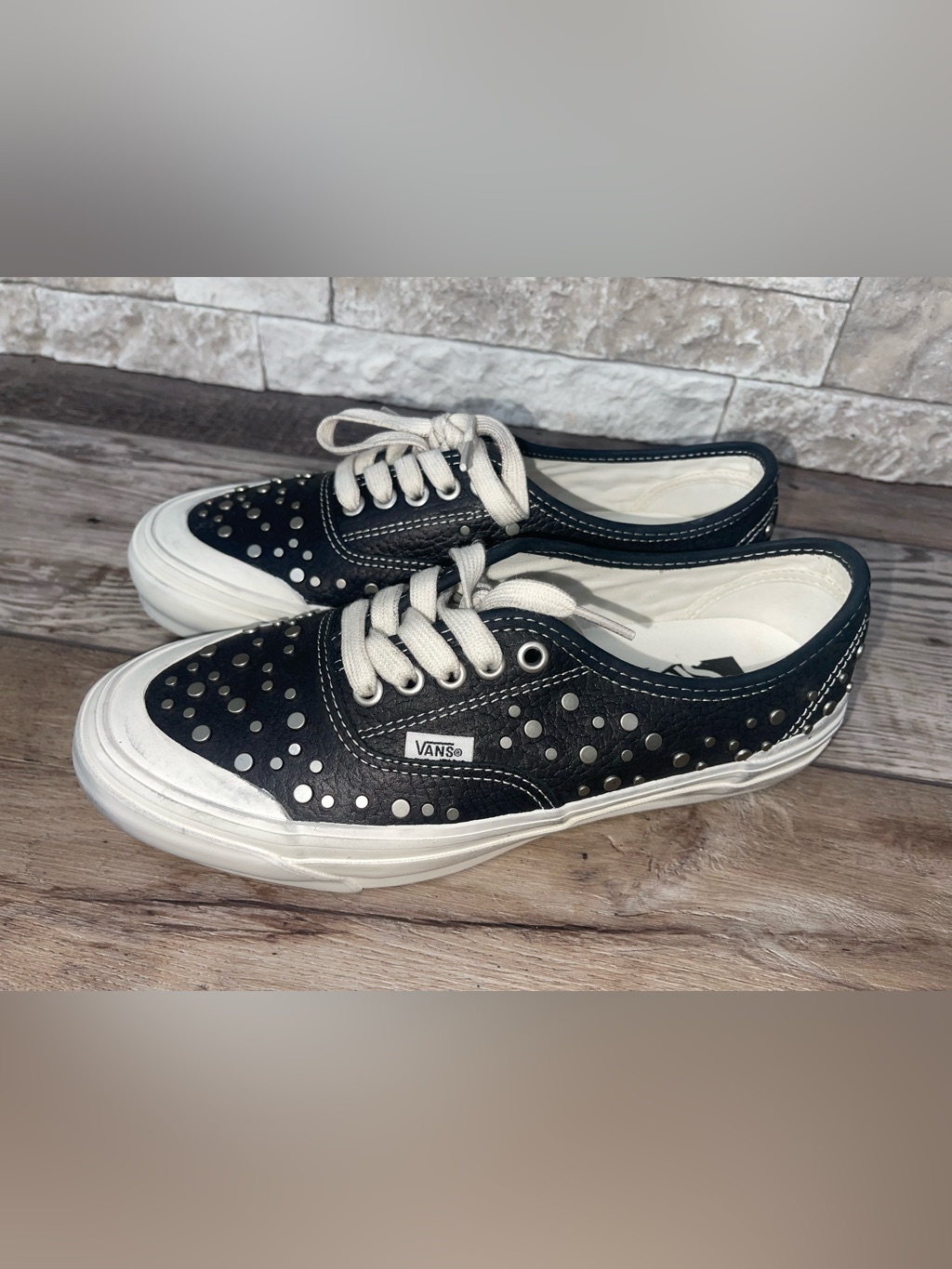 Vans Premium Authentic 44 Nocturnal Crystal Studded Black Leather Men's 8 W9.5